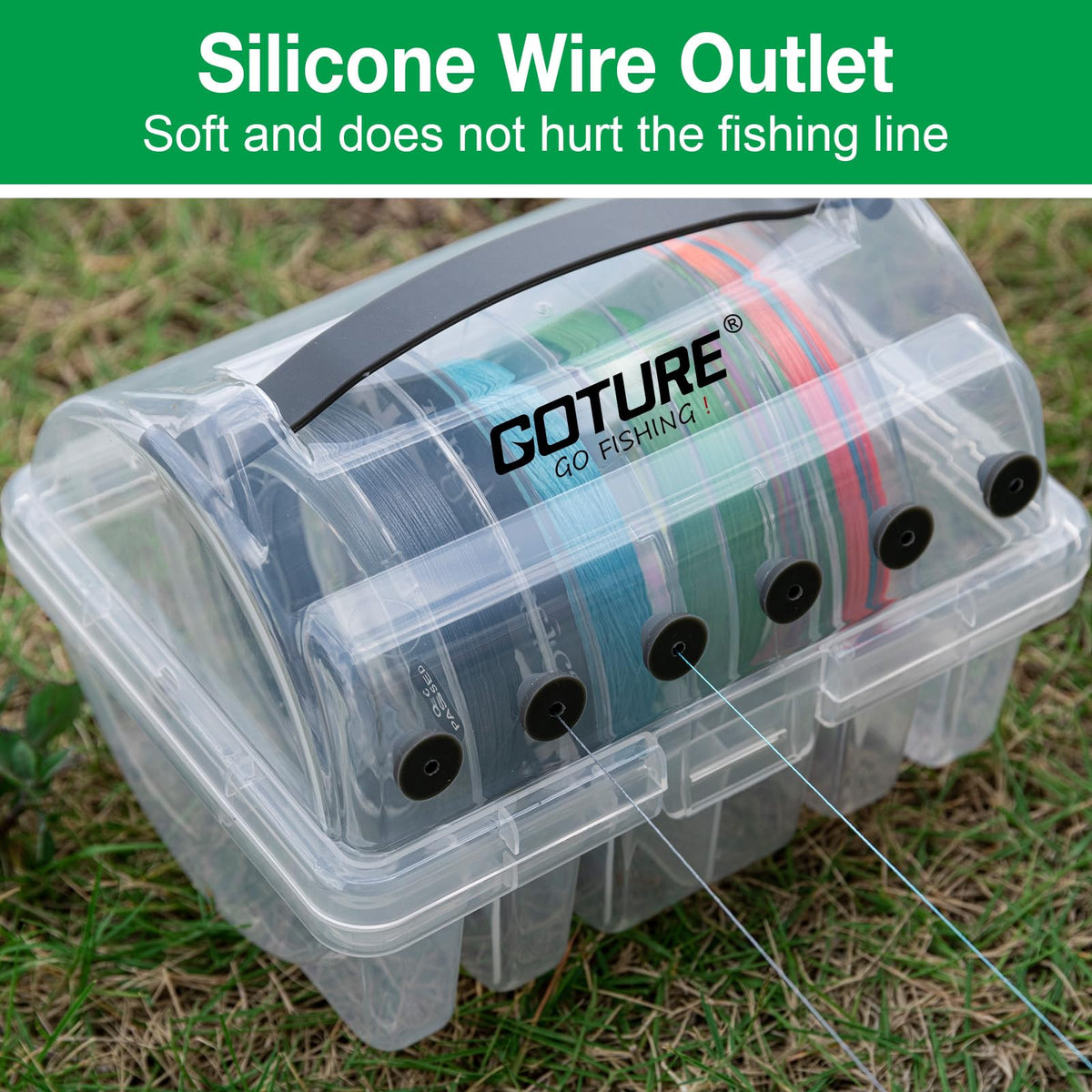 Goture Anti-Tangle Fishing Line Storage Box, 6 Slots (2 Large+4 Standard)