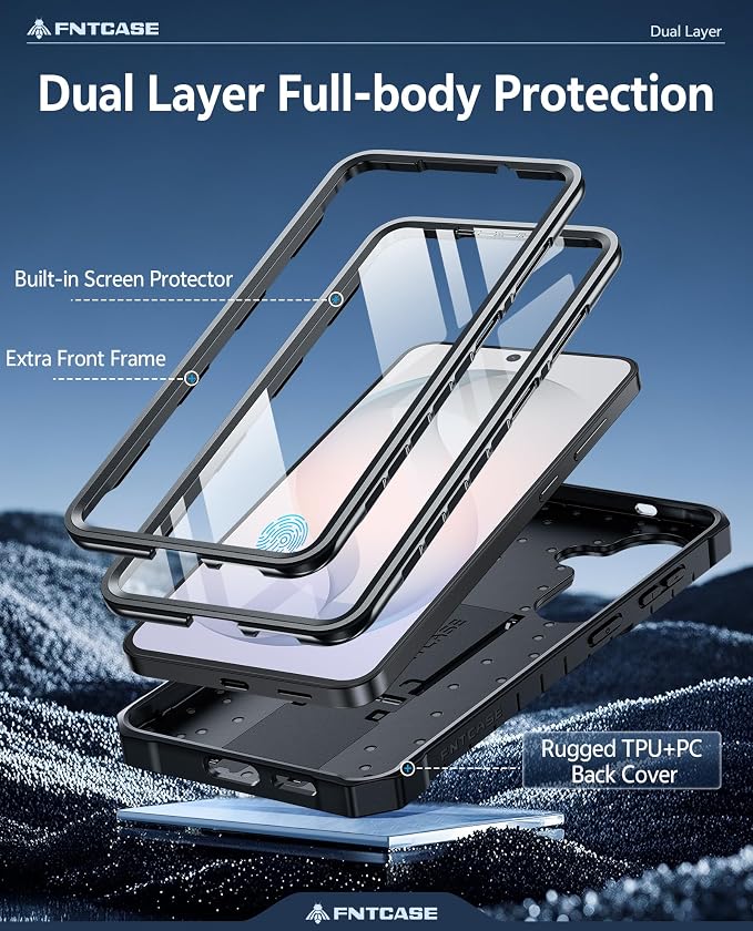 FNTCASE for 11 Pro XL Case Rugged Kickstand 2 Front Frames Black | Built-in Screen Protector 20FT Military-Grade Drop Protection Rugged Heavy Duty Shockproof Full Body Protective Cover