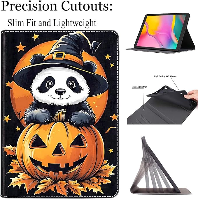 Case for New iPad (A16) 11th Generation 11 Inch 2025 for iPad 10th Generation 10.9 2022 Multi-Angle Smart Stand Cover Auto Sleep/Wake Halloween Panda Wizard and Pumpkin