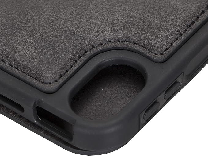 Genuine Leather Handmade iPad 10.2 Magnetic Closure Case with Separeted Compartments and Card Slots for Women &amp Men (8th Gen 2020) (7th Gen 2019) (Black)