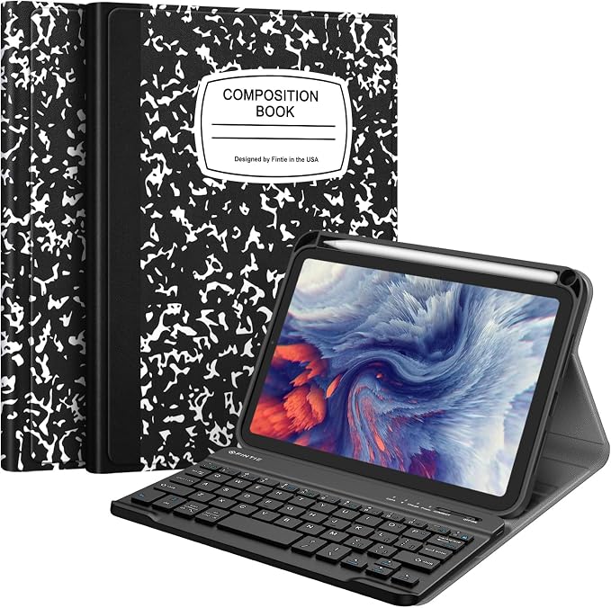 FINTIE Keyboard Case for iPad mini 7th Generation (A17 Pro) / mini 6 8.3 | Detachable Magnetic Bluetooth Keyboard Soft TPU Cover Multi-Angle Viewing Pencil Holder Backlight/Fantasy Ombre