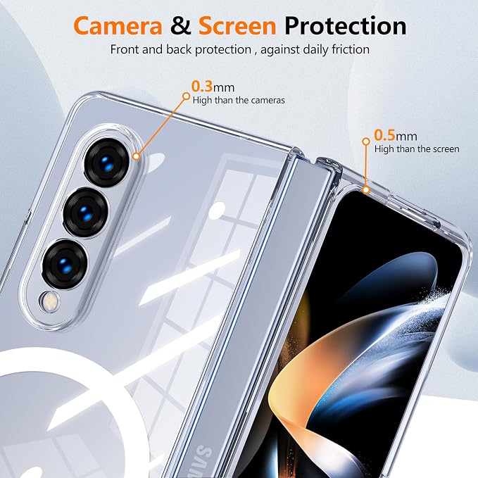 for Galaxy Z Fold4 CaseBuilt-in Magnet CircleWireless Charging | Military-Grade Shockproof case Cover for Samsung Galaxy Z Fold4Anagallis