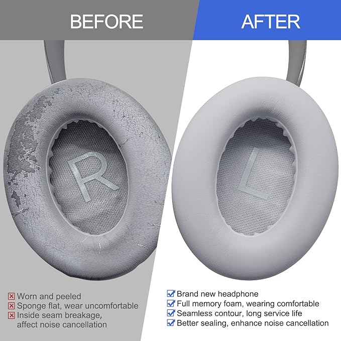 Replacement Ear Pads for Bose NC700 Noise Cancelling Headphones, Upgrade Protein Leather Earpad Cushions for Bose 700 Over-Ear Headset (Silver)