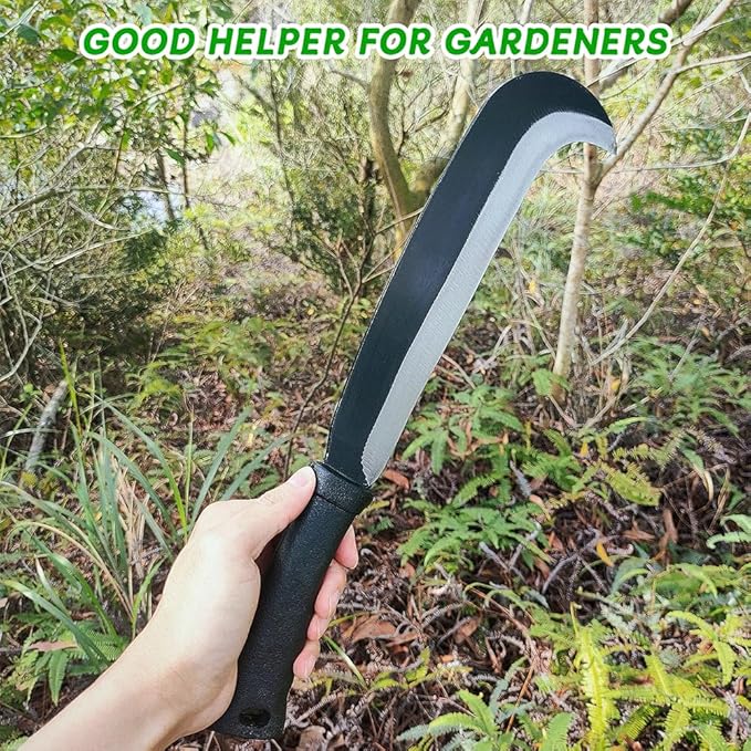 Sickle Machete for Yard Work Machetes for Cutting Trees Billhook Brush Clearing Sickle Garden Tool Brush Axe Harvest Knife Heavy Duty Machete with Curve Blade Grass Sickle for Gardening,Weeding