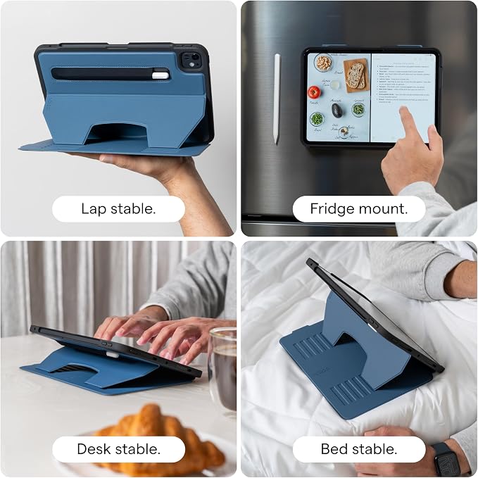 ZUGU Case for iPad Air 13 inch (M2/M3/M4) iPad Pro 12.9 Gen 3/4 [Aqua] | Ultra Slim Protective Cover Apple Pencil Holder w/Charging Convenient 10-Angle Magnetic Stand Auto Sleep/Wake Function