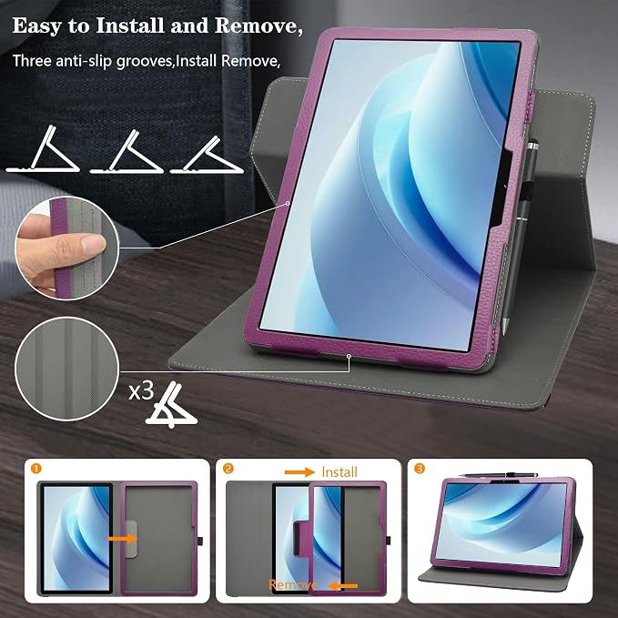 LiuShan Compatible with DOOGEE U13 caseDOOGEE Tab E3 Pro case360 Degree Rotation Stand PU Cover for DOOGEE U13/ DOOGEE Tab E3 Pro/Blackview Mega 8/ SVITOO P1300/ SVITOO P300 13 Inch TabletBlack