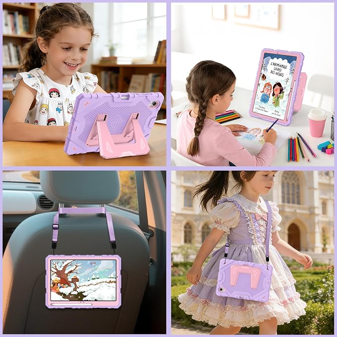 Fintie Kids Friendly Case for Samsung Galaxy Tab S11 11 in 2025 Purple | Heavy-Duty 3-Layer Protection Adjustable Kickstand Shoulder Strap Design Easy-Grip Bumper Built-In S Pen Holder