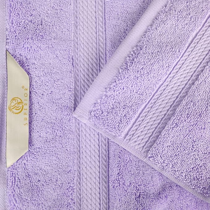 Superior Egyptian Cotton Pile 8 Piece Towel Set, Includes 2 Bath, 2 Hand, 4 Face Towels/Washcloths, Ultra Soft Luxury Towels, Thick Plush Essentials, Guest Bath, Spa, Hotel Bathroom, Purple