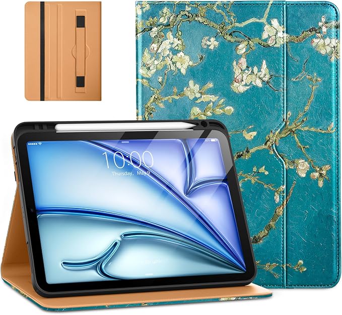 DTTO for iPad Air 11-inch Case M4/M3/M2 (2026/2025/2024) iPad Air 5th / 4th Generation (2022/2020) Premium Leather Business Folio Stand Cover with Pencil Holder - Auto Sleep/Wake Brown