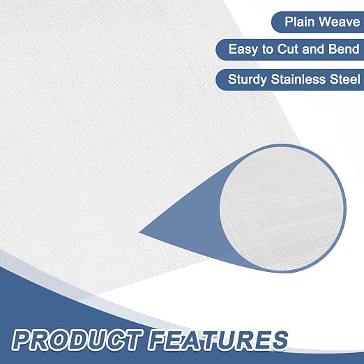 uxcell 300 Mesh 79" x 12" Woven Wire Mesh, 304 Stainless Steel Air Vent Filter