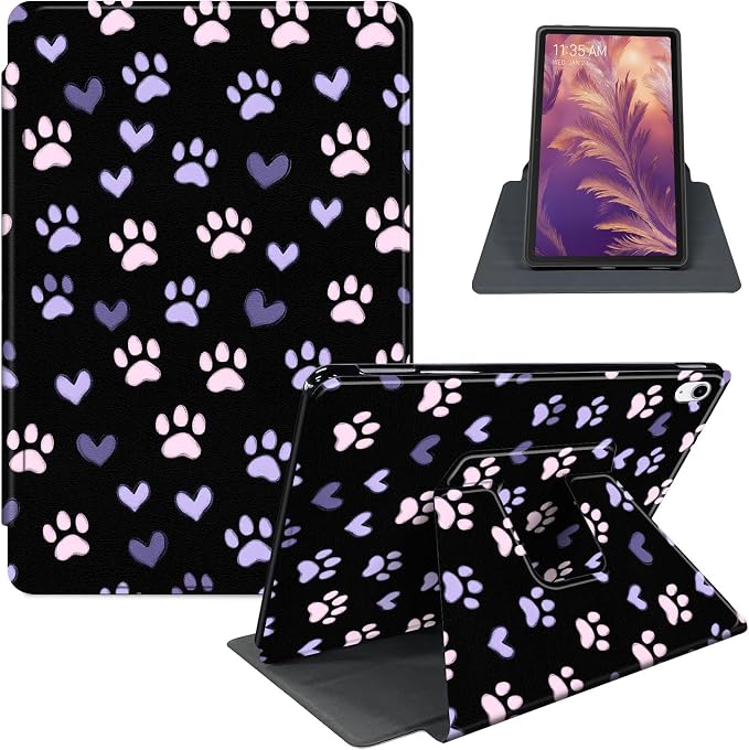 for iPad 11th Generation (A16 2025) 11 / iPad 10th Gen 10.9 2022 Case 360° Rotating PU Leather Stand Cover with Auto Sleep/Wake Shockproof TPU Backl Raccoon Perched