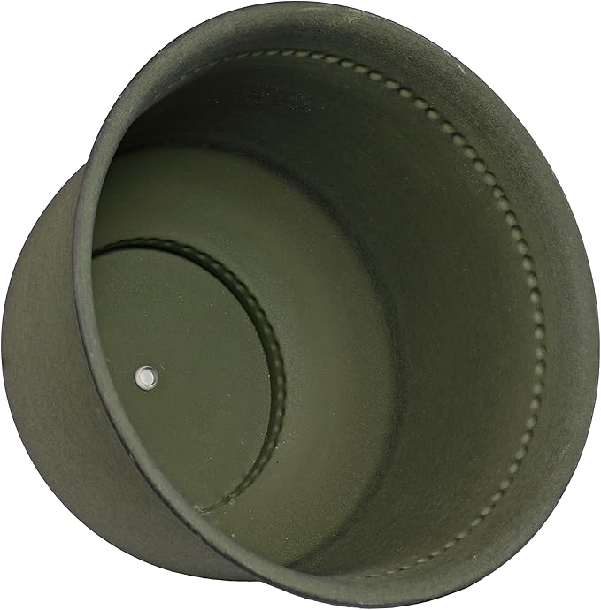 Sunnydaze Michael 14.5" Metal Outdoor Plant Pot Set with Drainage Holes and Rubber Plugs - Matte Sage - Set of 2