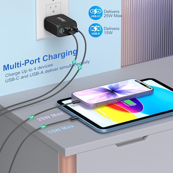 USB C Charging Blocks Costyle Multi USBC Wall Fast Charger Plug Adapter PD/PPS 25W Super Fast Type C Charging Block for Samsung S26 Ultra S25 S24 A16 A17 iPhone 17 16e 15 Pro Max+3 Pack USB-C Cable
