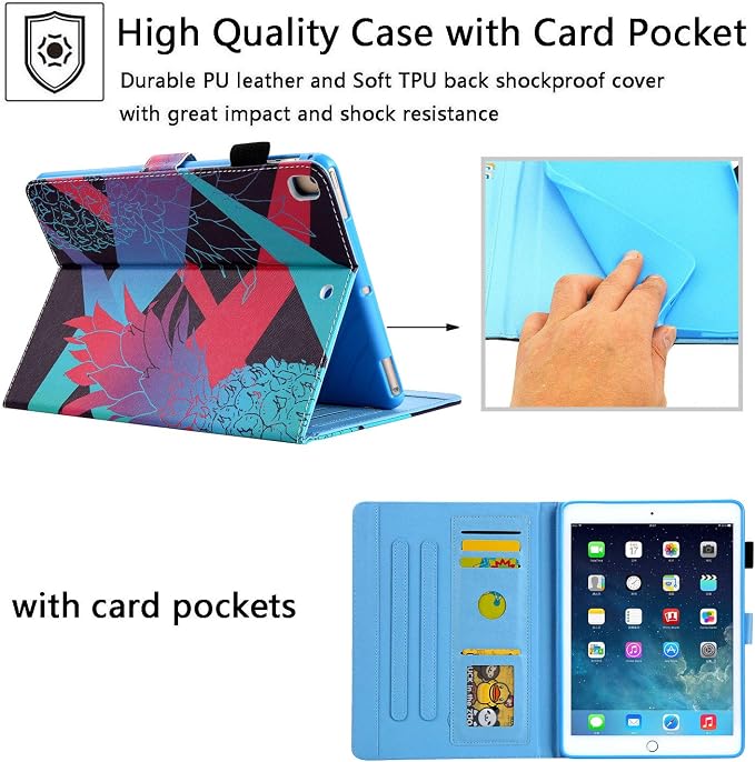 for Apple iPad 10.2 Case 9th/8th/7th Generation Cover (2021/2020/2019) with Auto Wake/Sleep Ultra Thin Lightweight Trifold Stand Folio PU Leather &amp Hard Back Hybrid Cover Almond Blossom