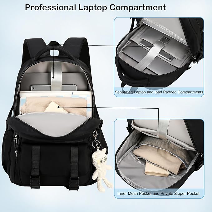 Hidds School Backpack for Teens Girls Women 3 PCS Kids Bookbag Set with Lunch Box College Laptop Backpacks Travel Daypack Bag