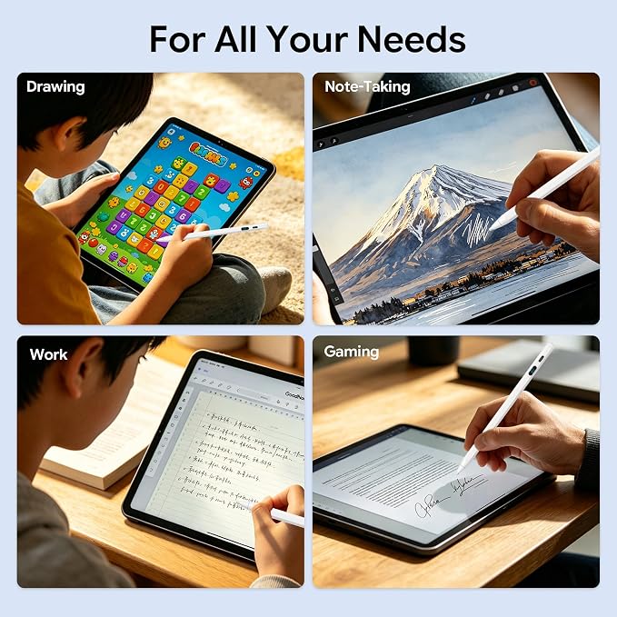 LED Battery Display Stylus Pen Dual Modes Fast Charge Universal Active Digital Pencil for iPad iPhone Samsung Android &lt2ms Low Latency Tilt Sensitivity for Drawing Note Taking No Bluetooth Styl