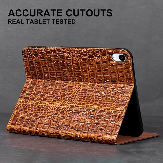 Leather Case for iPad (A16) 11th (11)/ 10th Generation (10.9) Full Grain LeatherProtective Smart Folio Cover with Pencil Holder Auto Sleep/WakeAnti Slip Black Silver