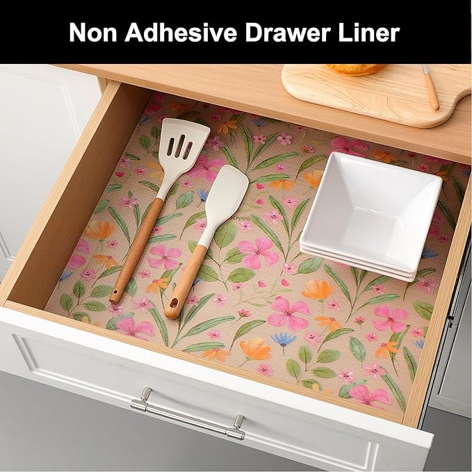 Cooyes Shelf Liner – Premium Non-Adhesive Cabinet & Drawer Liner for Kitchen – Waterproof Shelf Paper with Modern Pattern – Durable EVA Cabinet Mat – Easy to Cut （17.5" W x 197" L）