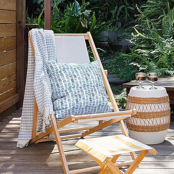 Outdoor Pillows for Patio Furniture 16x16 inch, Square Outdoor Throw Pillows with Inserts, Decorative Patio Pillows for Garden Couch Home Sofa Office Chair, Pack of 2, Pebble Blue