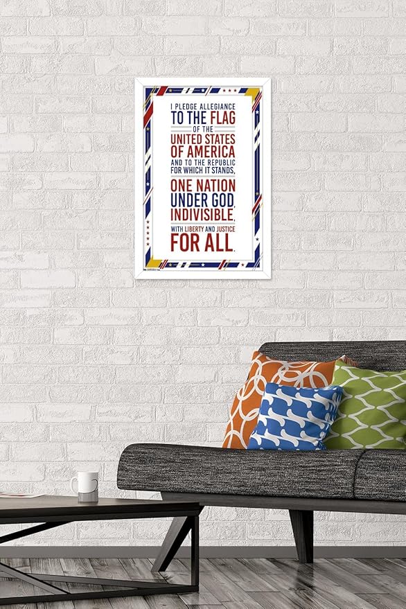 Trends International The United States Of America - Pledge Of Allegiance Wall Poster, 14.725" x 22.375", White Framed Version