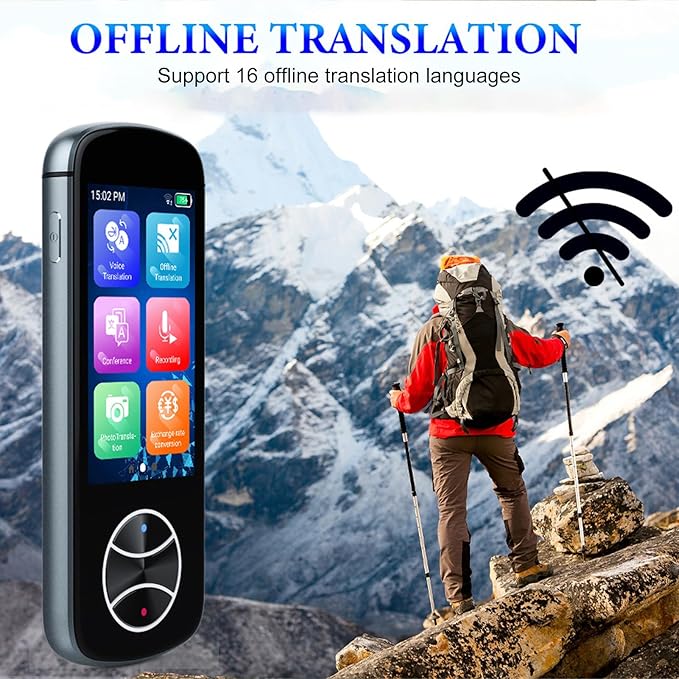 Multi Language Voice Translator Device, 3.0in Touch Screen, Offline Photo Translation - Real Time Speech Recognition, Instant Language Communication, Travel and Business Use