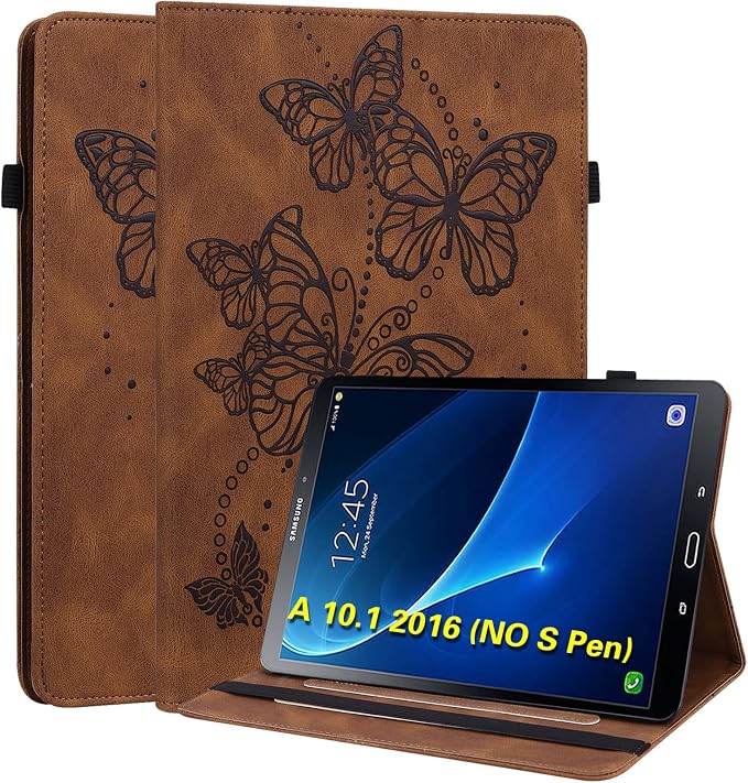 Case for Samsung Galaxy Tab A 10.1 2016 (No S Pen Version)Butterfly PU Leather Folio Flip Stand Case 10.1 Inch (SM-T580/T585/T587) - Blue