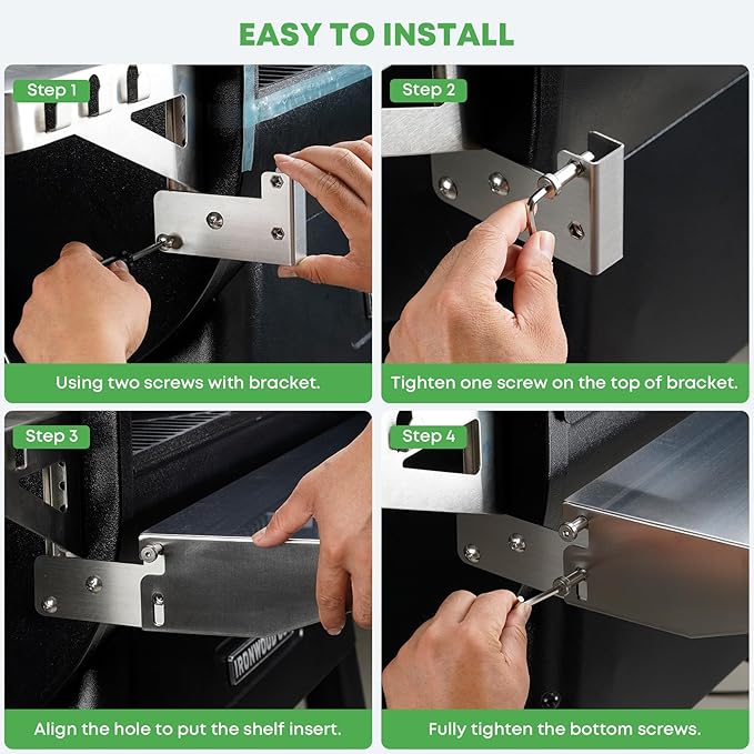 Stanbroil Stainless Steel Folding Front Shelf for Traeger Pro 22, Pro 575 & Ironwood 650 Series, Upgraded with Caddy Organizer, Paper Towel Holder & Hook Replacement for BAC362 Shelf