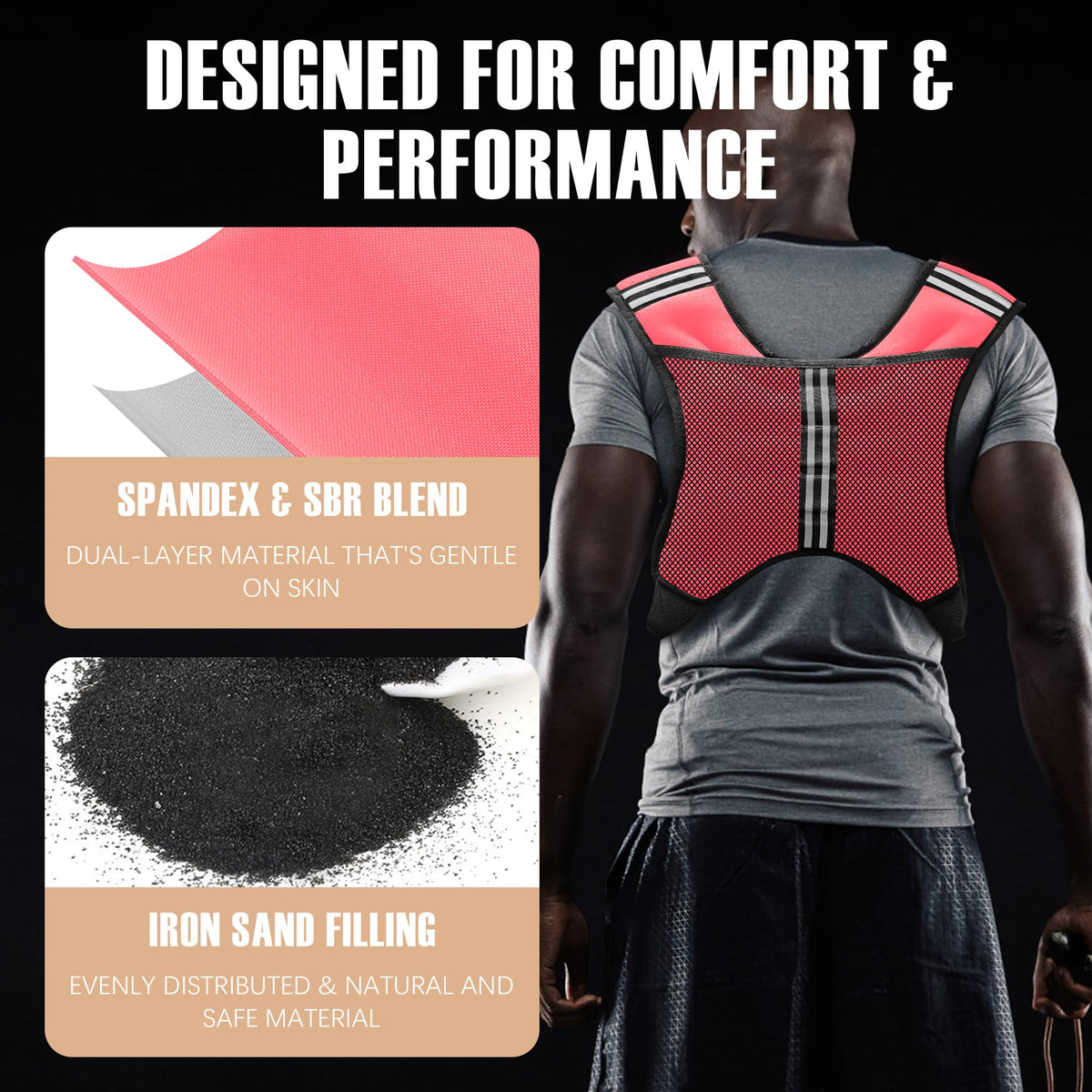 NATURELUX Weighted Vest with Reflective Stripe and Adjustable Buckle Straps, Pink, 15 lbs