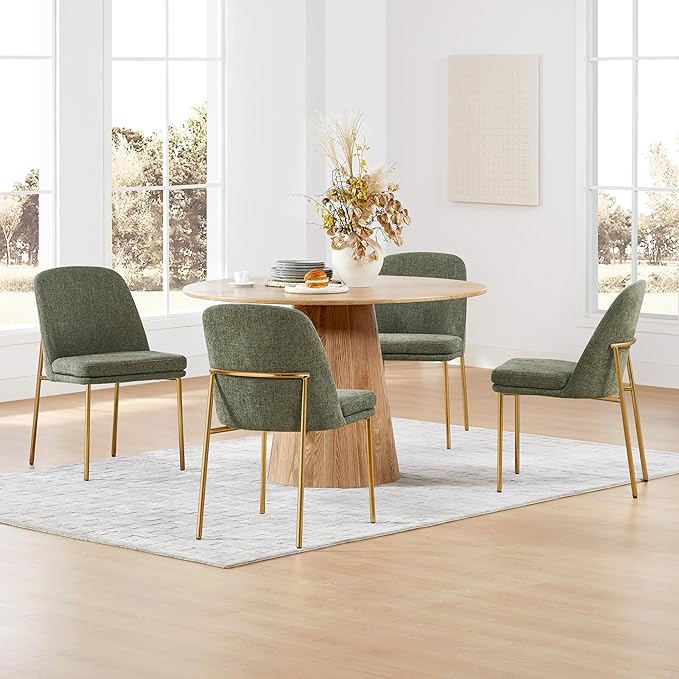 CHITA Modern Dining Chairs Set of 2, FSC Certified Metal Dining Chair for Dining Room, Moss Green