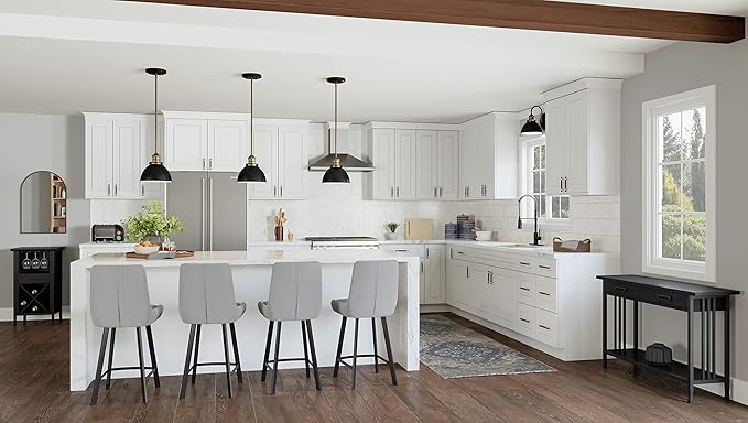 Design House Brookings Shaker Fully Assembled Wall Kitchen Cabinet W3324, 33 W x 12 D x 24 H, Painted White, Solid Wood, Design House, 613406