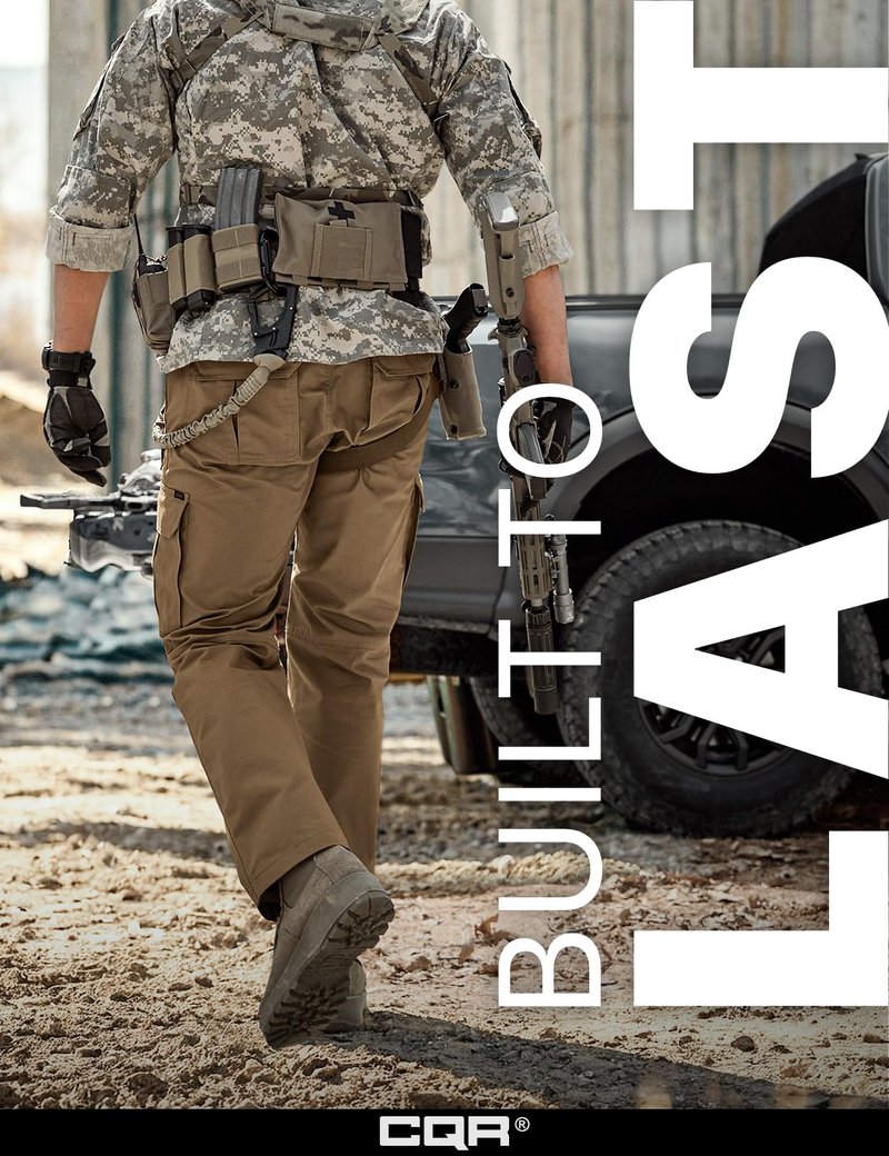 CQR Men's Tactical Pants, Water Resistant Ripstop Cargo Pants, Lightweight EDC Work Hiking Pants, Outdoor Apparel, Raider Mag Cougar, 32W x 34L