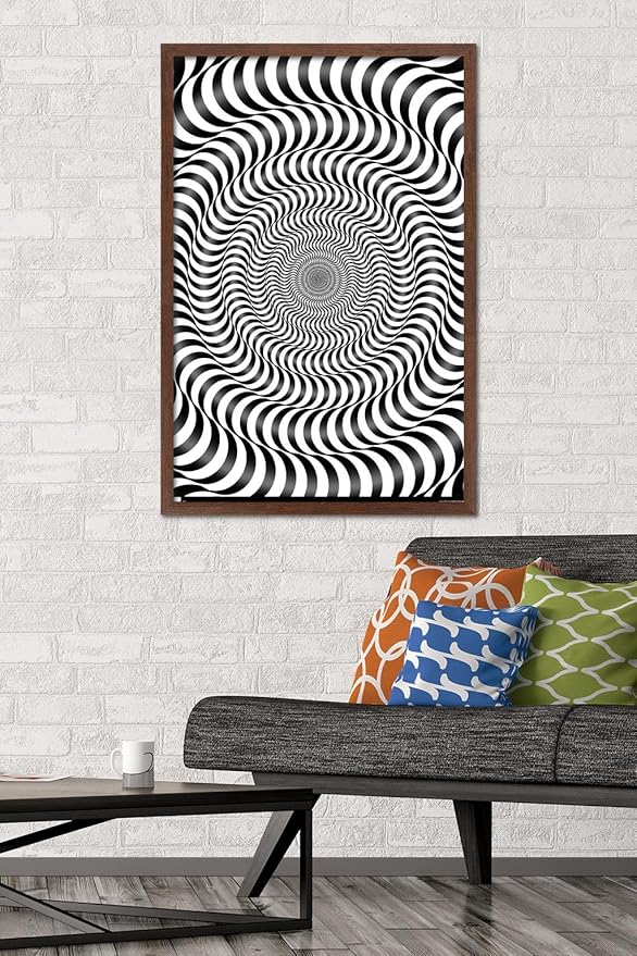 Trends International Zebra Stripe Optical Illusion Wall Poster, 22.375" x 34", Mahogany Framed Version