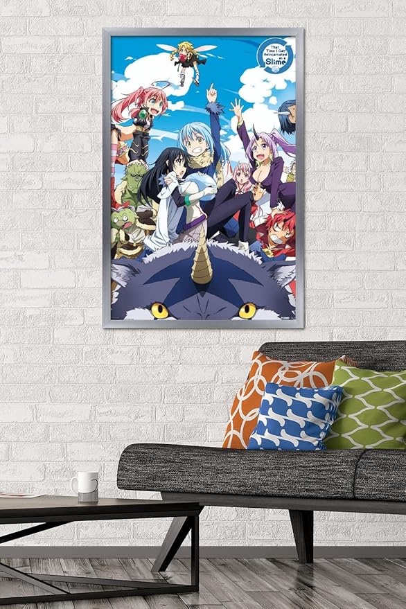 Trends International That Time I Got Reincarnated As A Slime - Group Wall Poster, 22.375" x 34", Silver Framed Version