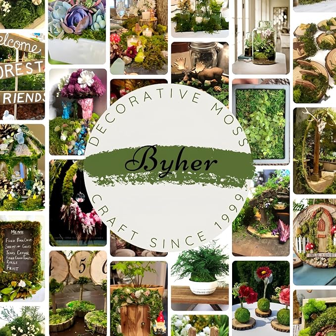 BYHER 35 OZ Large Capacity Fake Moss for Plants Indoor, Fresh Green Moss for Potted Plants Craft Moss for Home & Office Decor Fairy Garden Decoration (Fresh Green - 992gr)