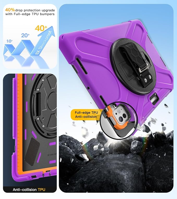 BRAECN Case for iPad Air 11 inch 2026(M4) 2025(M3) 2024(M2)iPad Pro 11 inch(4th/3rd/2nd/1st)&amp Air 10.9(5th/4th) Protective with Pencil Holder Screen Protector 360°Rotating Stand Handle Full Body