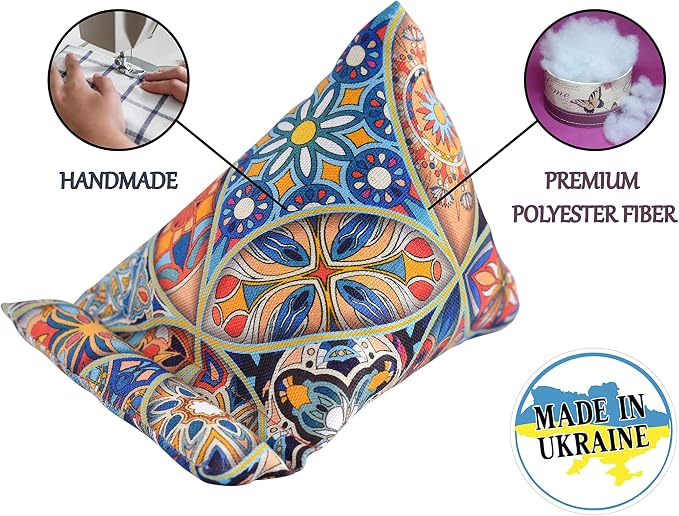 Handmade Phone Pillow Holder - The Wedge Mobile Device Stand - Fabric Phone Stand for All iPhones All Smartphones! 7 x 6.1 x 5.5 Inches (ABC)