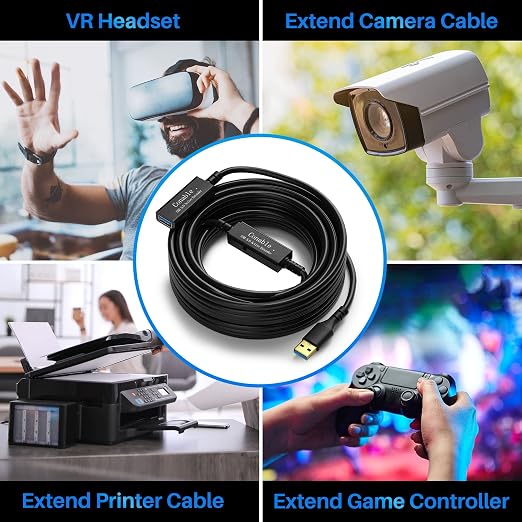 3 Pack USB 3.0 Extension Cable 10 Feet USB A Male to Female Extender Cord 5Gbps Data Transfer for Webcam Printer Keyboard Mouse Flash Drive Hard Drive Controller Black Cable with 5 Cable Ties