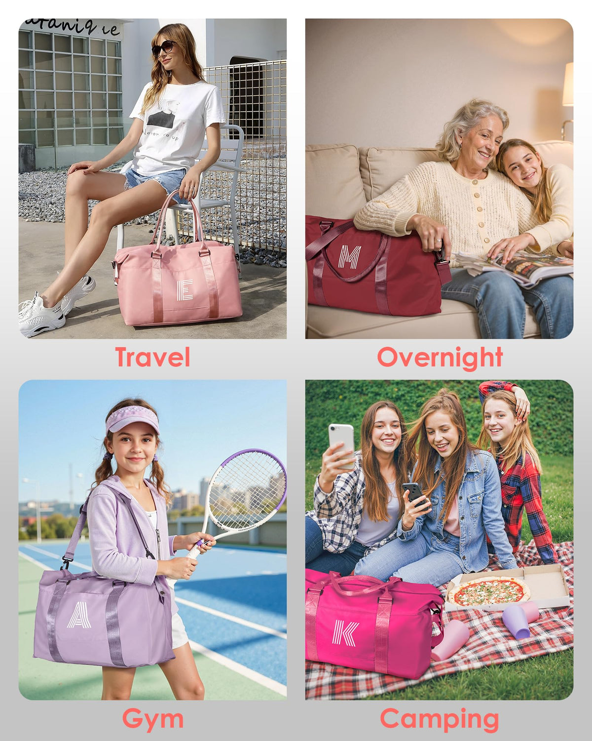 Vogewood Gifts for Daughter, Initial Travel Duffel Bags, Sports Bags