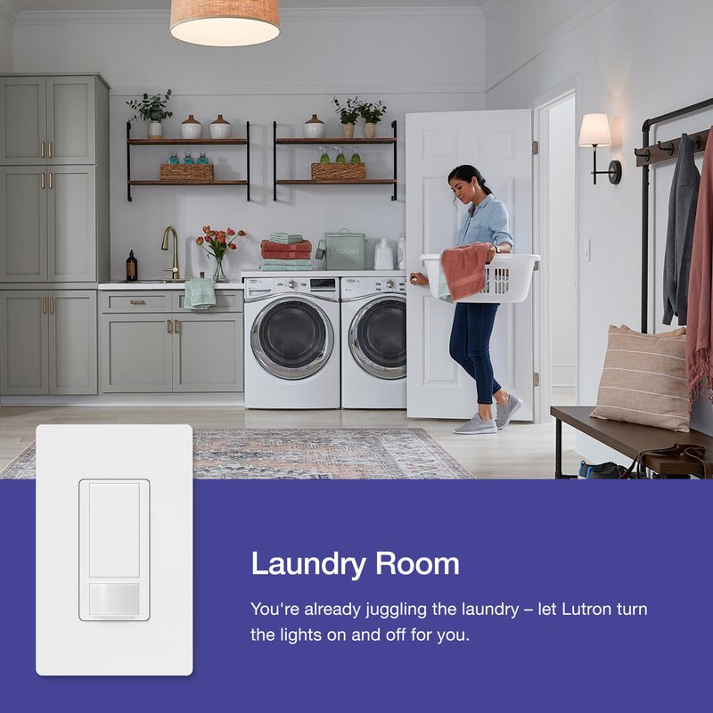 Lutron Maestro Motion Sensor Light Switch Indoor for Bathroom, Garage, Laundry Room, Any Bulbs, Occupancy Vacancy Sensor, Single-Pole, MS-OPS2H-2-WH, White (2 Pack)