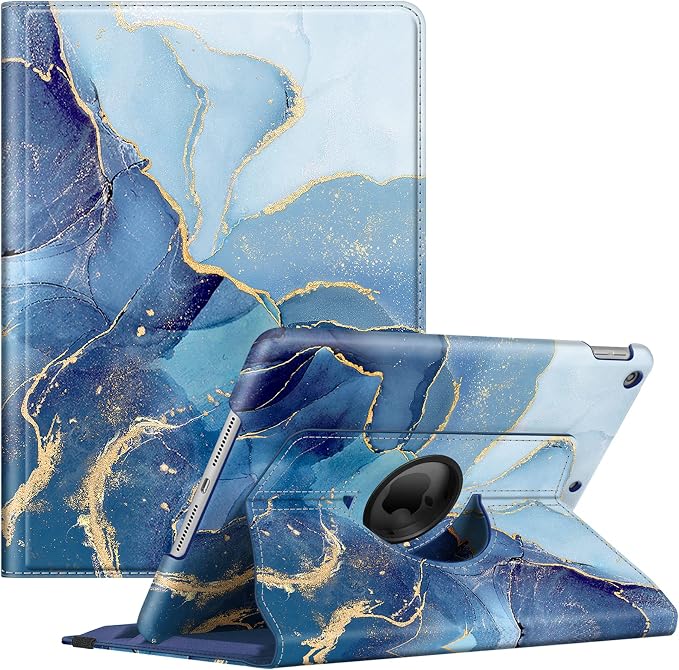 Fintie 360° Rotating Case for iPad 9th / 8th / 7th Generation 10.2 Inch | Swivel Stand Portrait &amp Landscape Viewing Shockproof Cover with Pencil Holder Auto Wake/Sleep Aqua Wave