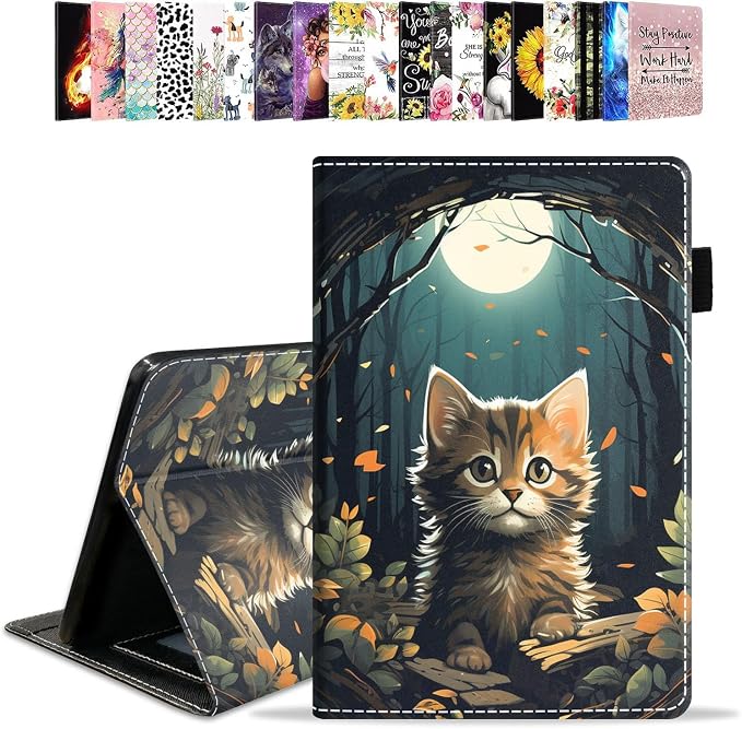 Case for Amazon Kindle Fire HD 10 Tablet 10.1 (9th/7th Generation 2019/2017 Release) - PU Leather Folio Case with Smart Auto Wake/Sleep African American Girl