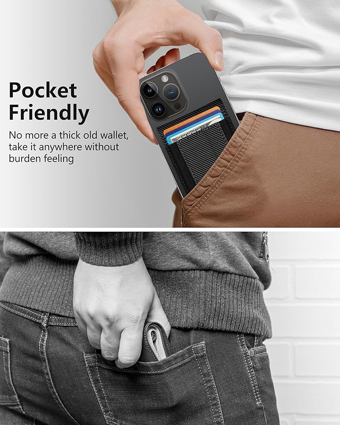ExtreLife 2-in-1 Magsafe Wallet Adjustable Stand Open ID Window Magnetic Wallet for iPhone 17/16/15/14 Pro Max/14 Pro/14 Plus/13/12 Series 9 Cards Holder Vegan Leather Black