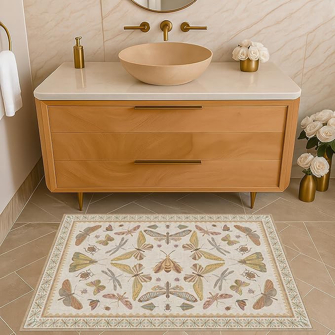 Boho Bathroom Rugs Non Slip Washable - 2x4 Kitchen Rugs for Entryway and Indoor Spaces, Washable Non-Slip Soft Low Pile, Perfect for Boho Decor