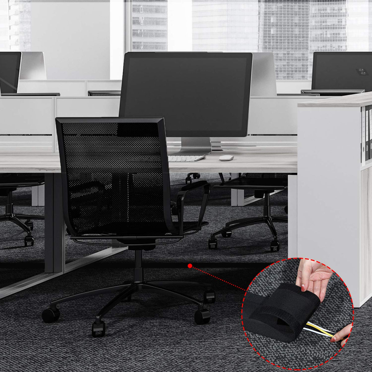 WILLBOND Carpet Cord Cover Cable Protector Floor Cover Cable Protector Management Only for Commercial Office Carpet(19.69 ft,Black)