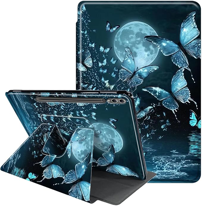 Case for Samsung Galaxy Tab A9 8.7-Inch 2023360 Degree Rotating Multi-Angle Viewing Protective Cover with Auto Sleep/Wake-Blue Butterfly