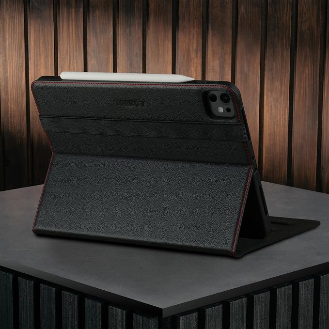 TORRO Case Compatible with iPad Pro 11” M5 / M4 (2025/2024) – Premium Leather iPad Pro 11” 2025/2024 Case with Stand Function Apple Pencil Connectivity and Wake/Sleep Function (Black)