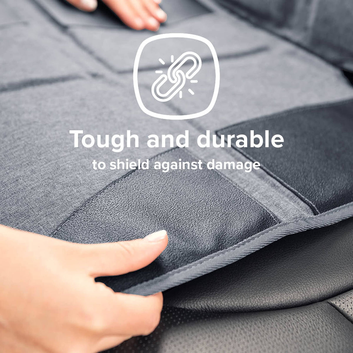 Diono Super Mat Car Seat Protector For Infant Car Seat, Booster Seat and Pets, Crash Tested, Thick Padding, Non Slip Backing, Durable, Water Resistant Protection, 3 Handy Mesh Storage Pockets, Gray