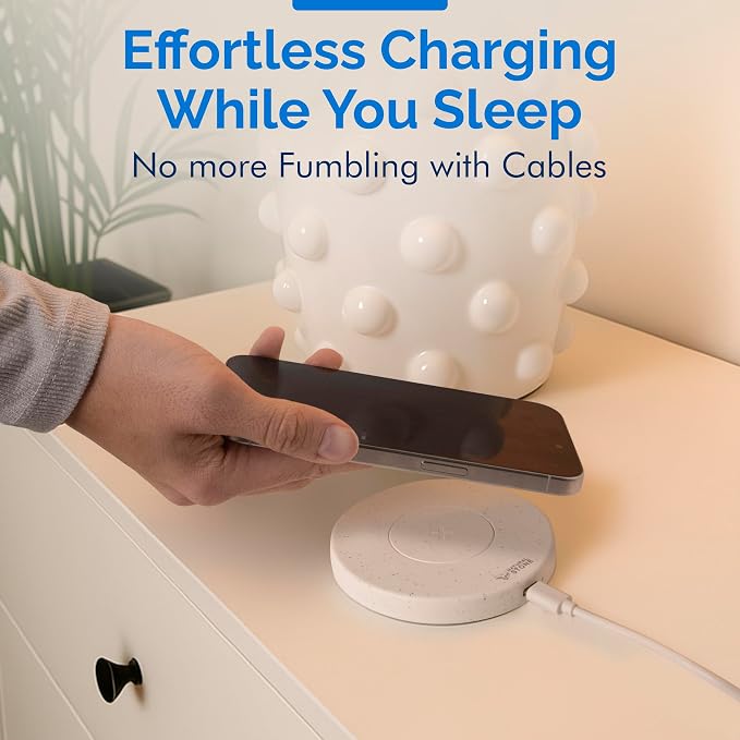 15W Fast Wireless Charger – Stone Wireless Charging Pad w/ 20W USB-C Adapter LED Indicator Overheat &amp Short Circuit Protection