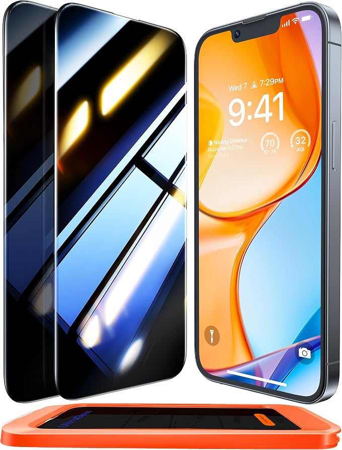 UltraGlass Unbreak Top 9H+ Glass for iPhone 15 Screen Protector (12FT Military Grade Shatterproof &amp Longest Durable) Screen Protector iPhone 15 Tempered Glass Full Coverage 2 Pack