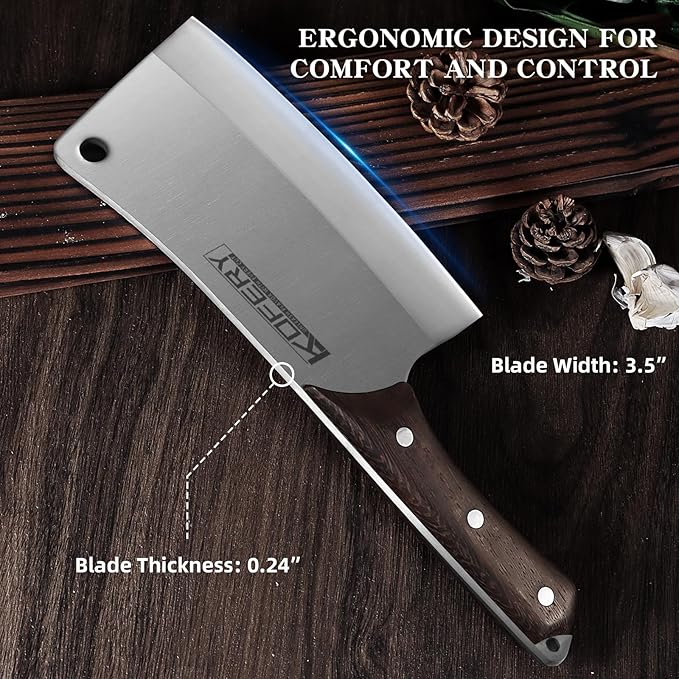 KOFERY 7" Heavy Duty Meat Cleaver for Bone Cutting & Commercial Use